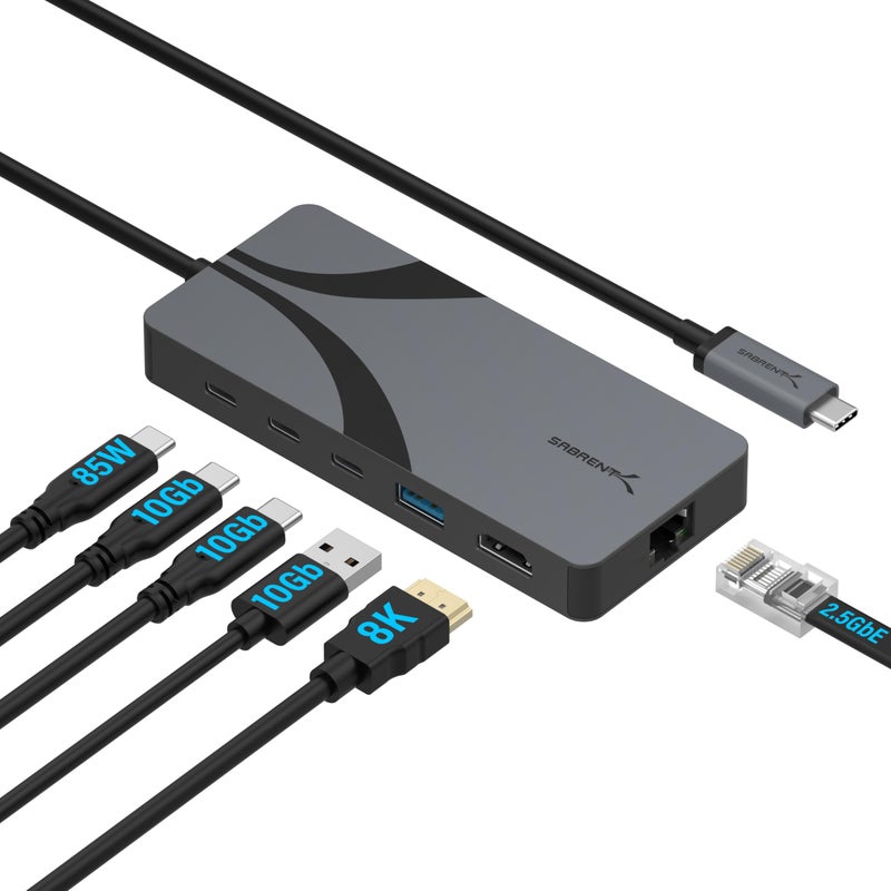 SABRENT USB4 Hub Travel Dock Hub with 2 USBC Ports 1 USBA Port HDMI 21 25GbE and 85W PD 30 HBU4HP - Image 2