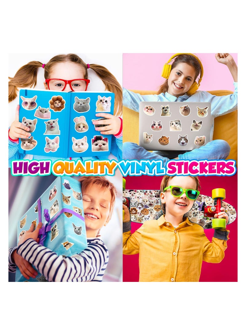 100 Pcs Cute Cat Stickers Set - Fun Waterproof Vinyl Cat Meme Stickers for Laptops, Water Bottles, Notebooks, Skateboards, and More - Aesthetic and Durable Decals for Cat Lovers - Image 5