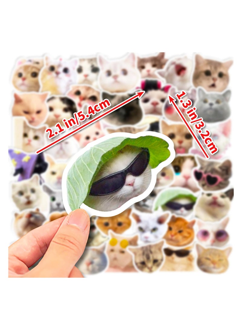 100 Pcs Cute Cat Stickers Set - Fun Waterproof Vinyl Cat Meme Stickers for Laptops, Water Bottles, Notebooks, Skateboards, and More - Aesthetic and Durable Decals for Cat Lovers - Image 2