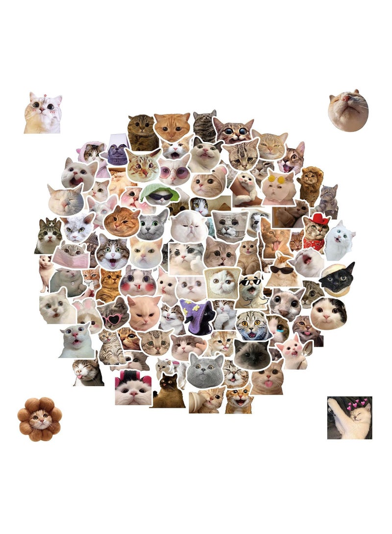 100 Pcs Cute Cat Stickers Set - Fun Waterproof Vinyl Cat Meme Stickers for Laptops, Water Bottles, Notebooks, Skateboards, and More - Aesthetic and Durable Decals for Cat Lovers - Image 1