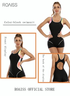 roaiss Women One Piece Backless Swimsuit Color Block Surf Clothes Conservative Swimwear Beachwear Bathing Suit Sports Suits Jumpsuit Slim Fit Multicolor  - Image 5