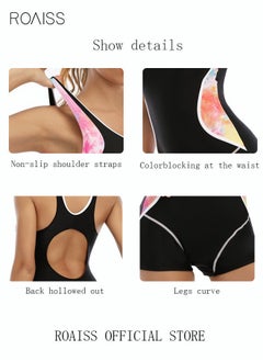 roaiss Women One Piece Backless Swimsuit Color Block Surf Clothes Conservative Swimwear Beachwear Bathing Suit Sports Suits Jumpsuit Slim Fit Multicolor  - Image 4