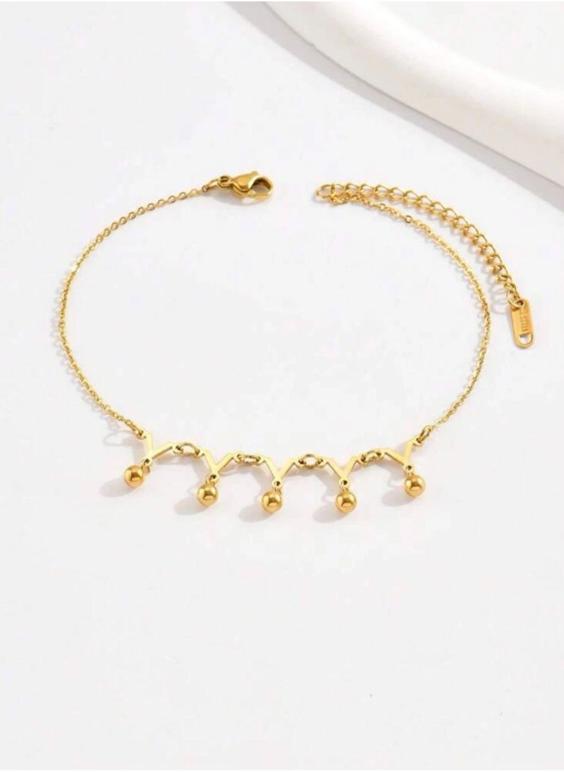 Noon-chi - 18k Gold Plated Stainless Steel Anklet - Image 1