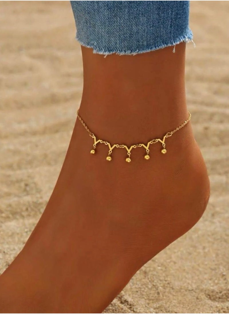 Noon-chi - 18k Gold Plated Stainless Steel Anklet - Image 1