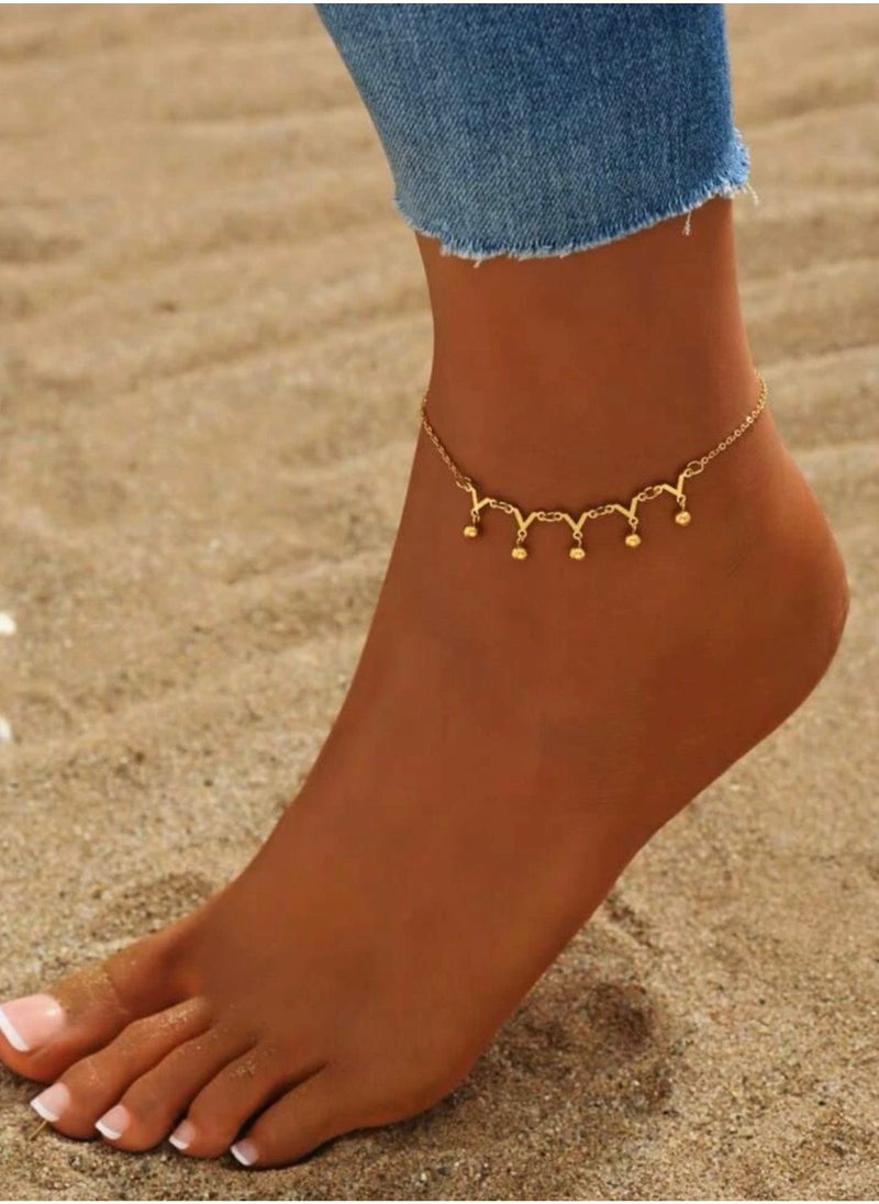 Noon-chi - 18k Gold Plated Stainless Steel Anklet - Image 1