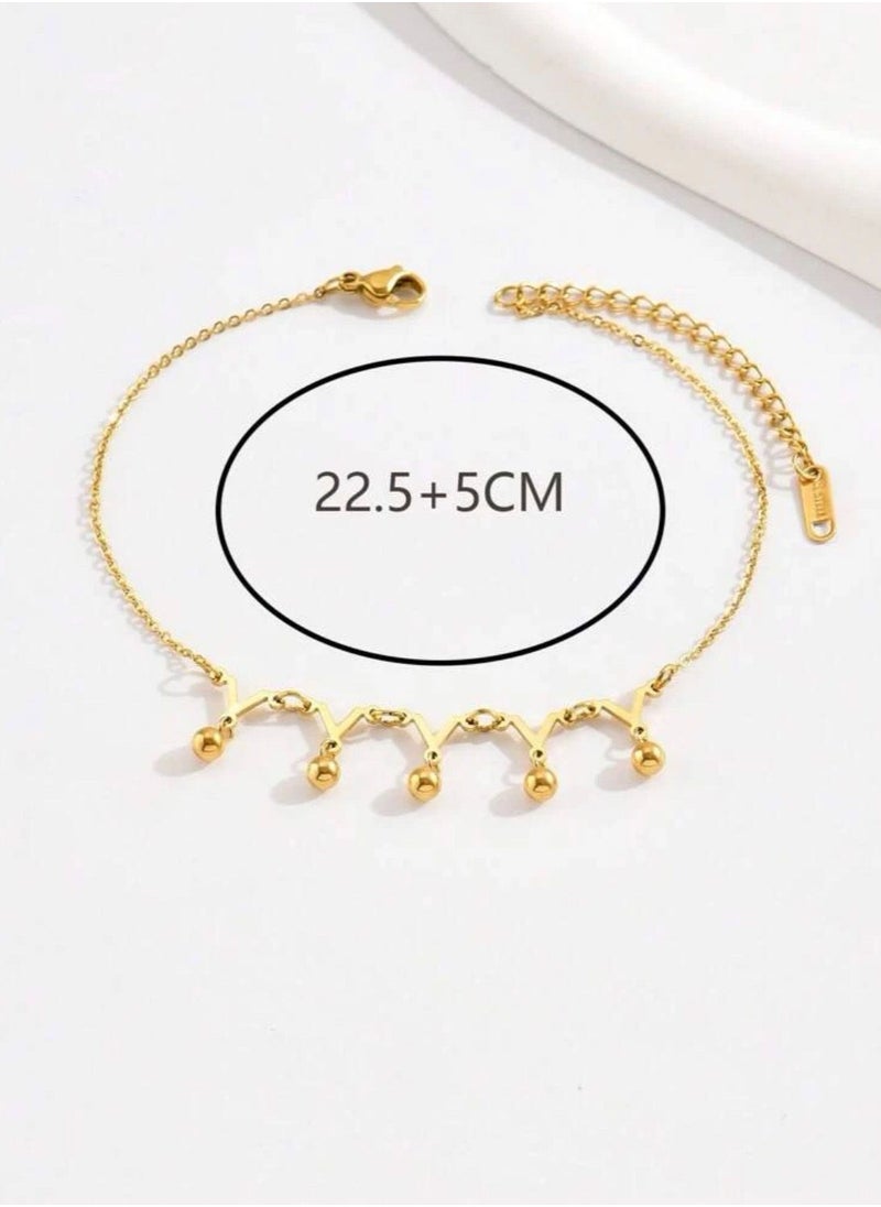 Noon-chi - 18k Gold Plated Stainless Steel Anklet - Image 1