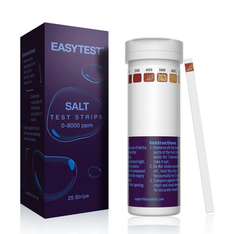 EASYTEST Saltwater Pool Test Strips Swimming Pool and Spa Salt Test Strips Kit for Sodium Chloride Content 08000 ppm 25 Count - Image 2