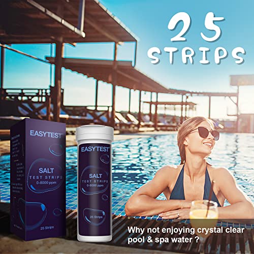 EASYTEST Saltwater Pool Test Strips Swimming Pool and Spa Salt Test Strips Kit for Sodium Chloride Content 08000 ppm 25 Count - Image 3