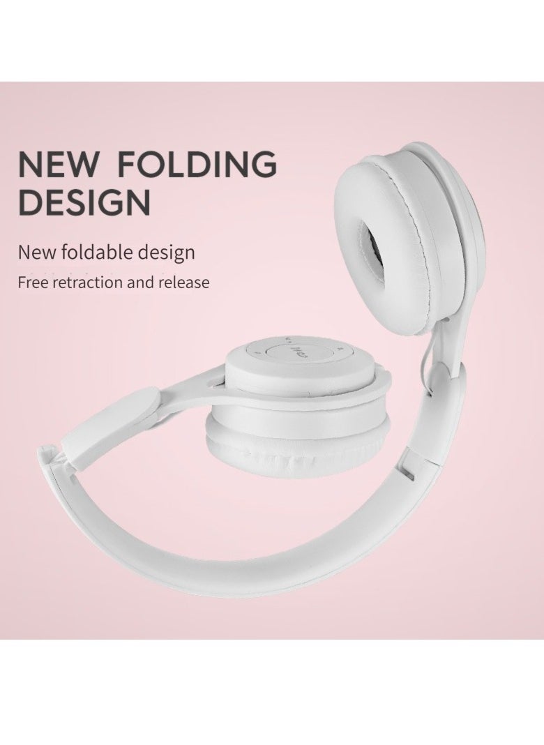 Generic New wireless Bluetooth headset two ear folding game stereo headset headset headset Bluetooth headset (white)  - Image 3