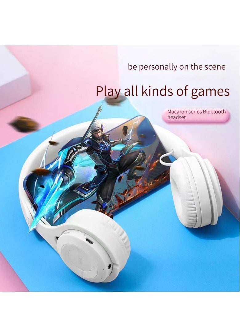 Generic New wireless Bluetooth headset two ear folding game stereo headset headset headset Bluetooth headset (white)  - Image 4