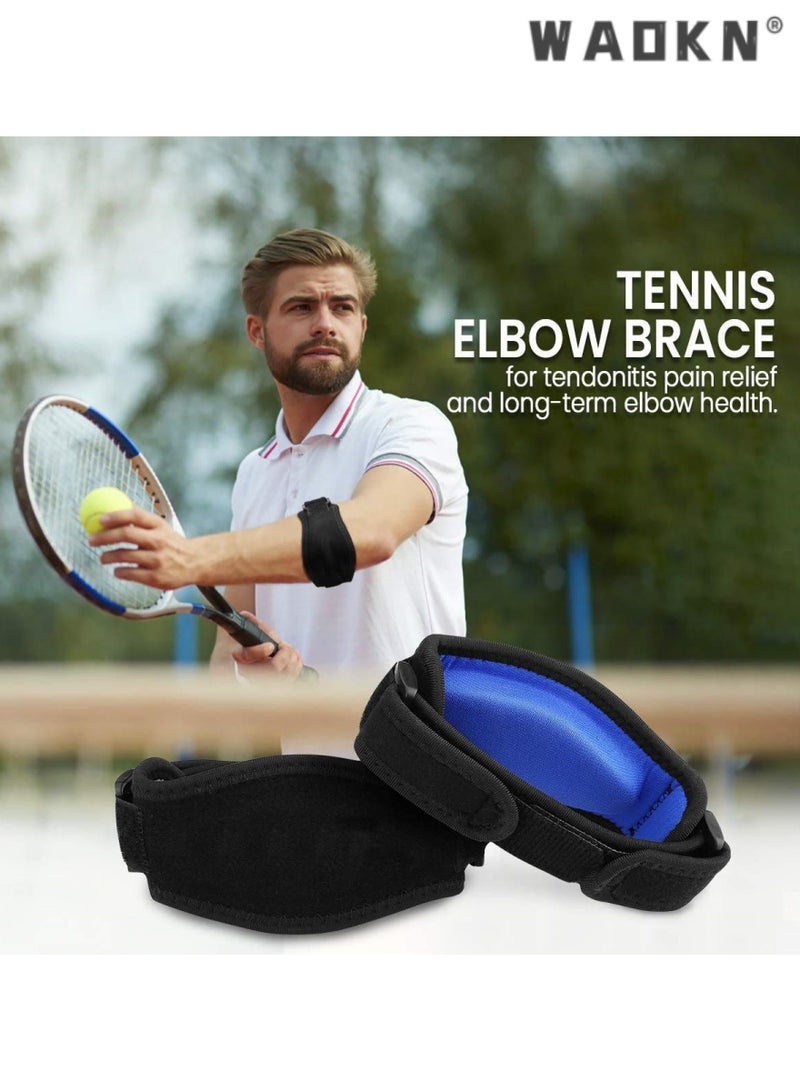 دبليو أيه أو كي أن الكوع دعم الفرقة ، قابل للتعديل الكوع الدعم ، وسادة ضغط كرة المضرب لعبة غولف الكوع الكوع تخفيف الألم ، ومقاومة الطقس ، لعبة غولف الكوع ، تخفيف الألم ، الأزرق للرجال والنساء 2 مجموعات - Image 3