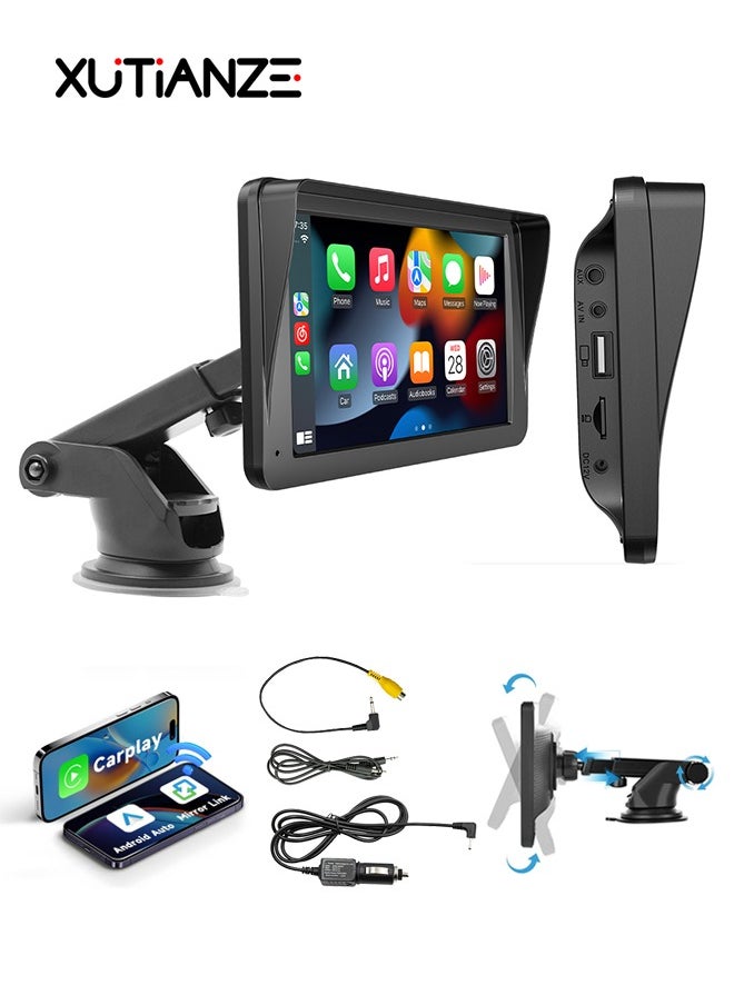 XUTIANZE - XUTIANZE Wireless Carplay Screen for Car,7 inch HD IPS Touch Screen Portable Car Radio Audio Receivers, Wireless Android Auto Screen with Dual Bluetooth/MirrorLink/GPS/Voice Control/AUX/FM Transmit - Image 1