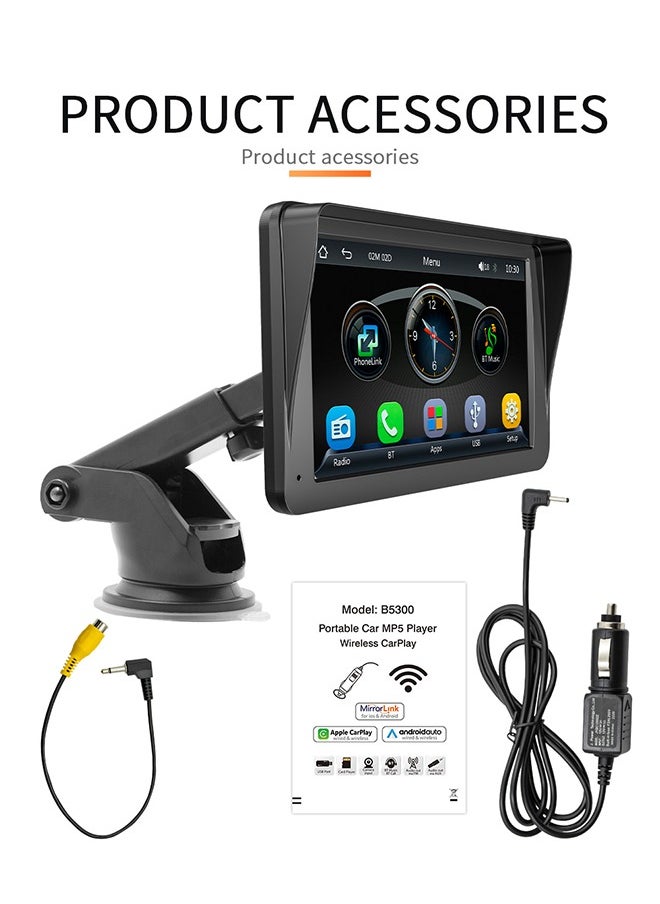XUTIANZE - XUTIANZE Wireless Carplay Screen for Car,7 inch HD IPS Touch Screen Portable Car Radio Audio Receivers, Wireless Android Auto Screen with Dual Bluetooth/MirrorLink/GPS/Voice Control/AUX/FM Transmit - Image 1