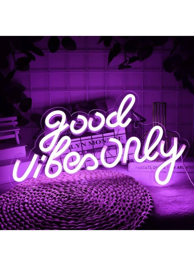 Good Vibes Only Neon Signs Led Neon Lights Wall Decoration Neon Lights For Bedroom, Neon Wall Sign Decorative Light For Living Room, Game Room, Hotel, Bar, Birthday Party(Purple), 45X25 Cm - pzsku/Z21855666B98D9E8CD480Z/45/_/1722316236/2449e89a-3845-4d9e-815b-9d535edf3cf2