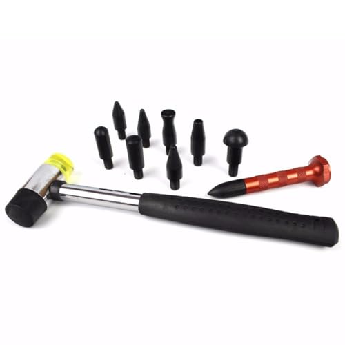 zipelo 10PCS Car Dent Repair Tool, Automotive Body Paintless Dent Removal Tap Down Tools Rubber Dent Hammer with 9 Different Shaped Heads, DIY Dent Repair Kit Universal for SUV, Truck, RV - Image 5