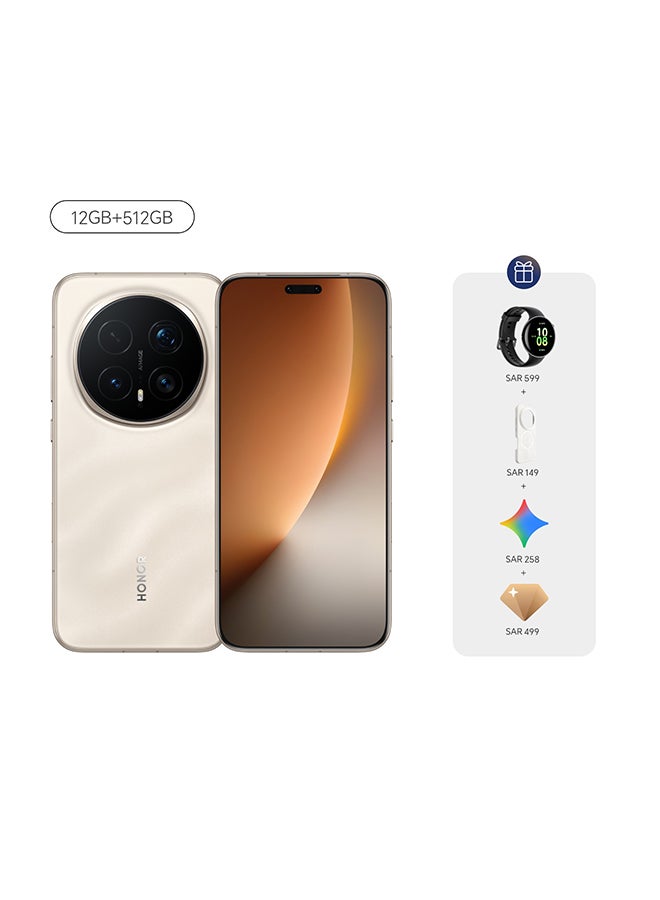 هونور Magic8 Pro 12GB RAM 512GB Dual SIM 5G Sunrise Gold with Honor Watch Fit - Middle East Version - Image 1