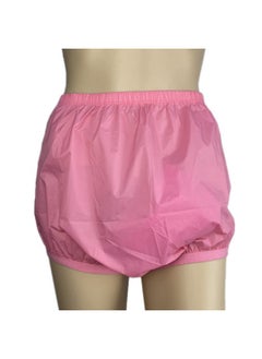 AQX AQX Adult Leakproof Underwear for Incontinence, Washable Low Noise Reusable Adult Diaper Cover, Pink Plastic Pants Cover Unisex 2Pcs (S, Pink)  - Image 2
