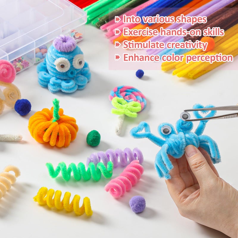 POIKSHARK 500 PCS 20 Colors Thick Pipe Cleaners Craft, Multi-Colored Chenille Stems for Craft Supplies & Materials, Fuzzy Pipe Cleaners Bulk for DIY Arts Projects, Rainbow Pipe Cleaners(12inch*6mm) - Image 3