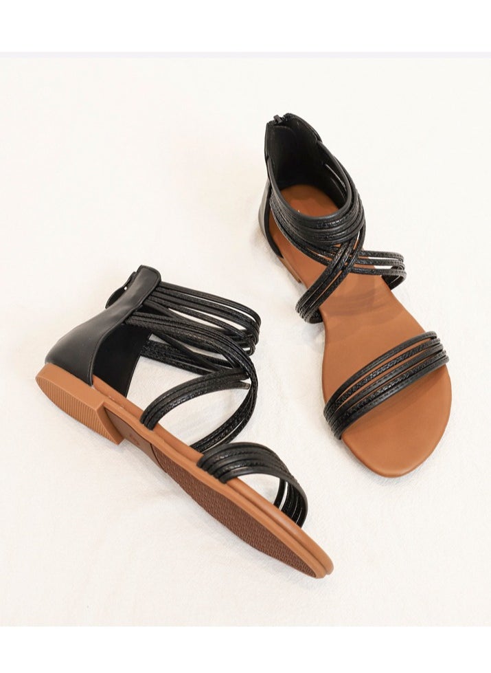 SIKETU 2025 New Versatile Fairy Style Roman Lace Flat Bohemian Beach Sandal  - Image 2