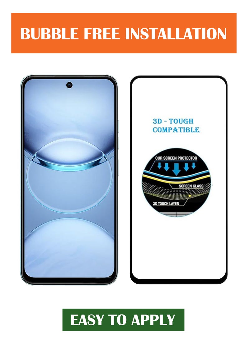 For Tecno Spark 30C - Tempered Glass Screen Protector - Advanced Border-Less Full Edge to Edge ,Shatterproof , High Responsiveness , Higher Transparency , Quick to Install ,Anti-scratch and Bubble-free Screen Protector - Black - Image 3