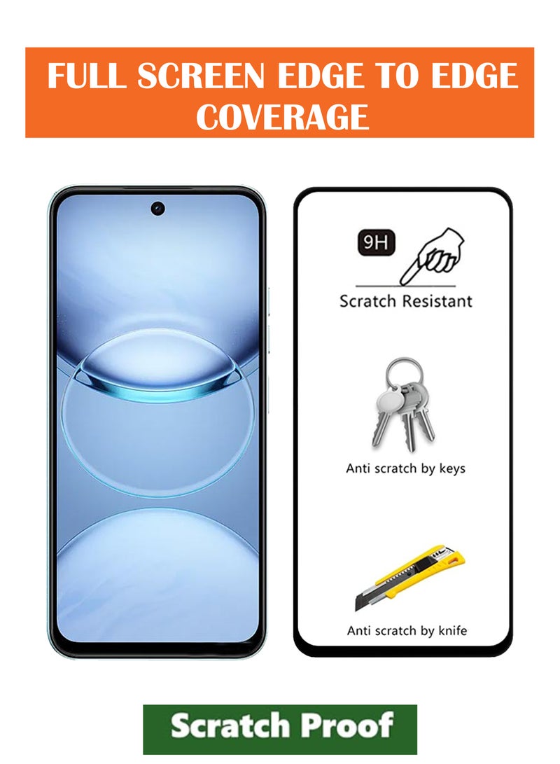 For Tecno Spark 30C - Tempered Glass Screen Protector - Advanced Border-Less Full Edge to Edge ,Shatterproof , High Responsiveness , Higher Transparency , Quick to Install ,Anti-scratch and Bubble-free Screen Protector - Black - Image 2
