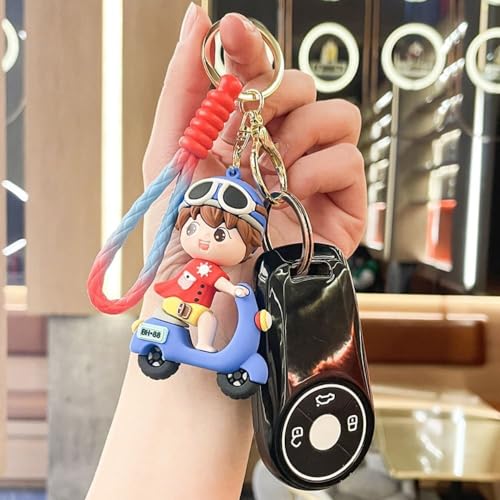 CASENED Rubber Cute 3D Silicon Cartoon Keychain - Cute Design Key Holder for Bags, Backpacks, and Keys (Red Bike Girl) - Image 5
