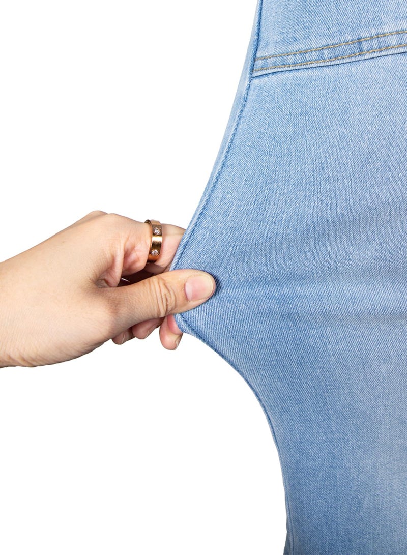Astylish Women's Wide Leg High Waisted Fashion Jeans Stretchy Breathable Tummy Control Mom Boyfriend Baggy Casual Capri Ankle Denim Pants Summer Ashleigh Blue Size 6 - Image 5
