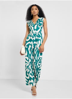 Ginger Plunge Neck Printed Wide Leg Jumpsuit  - Image 4