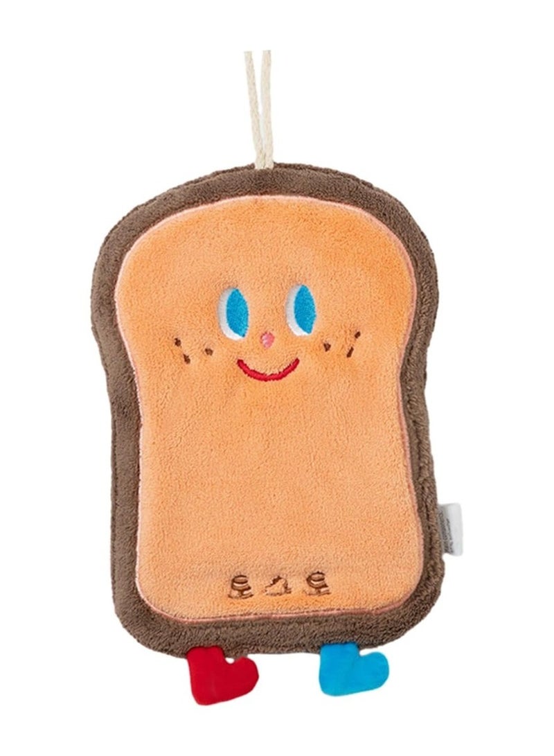 Square Kitchen Hand Towel with Hanging Loop - Cartoon Pattern - Brown & Orange - Image 3