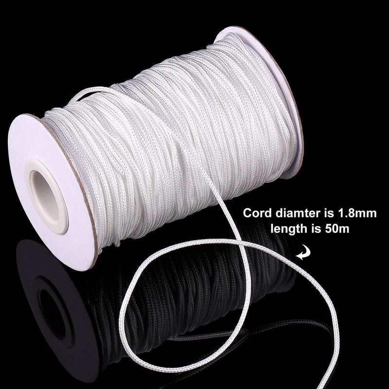Shappy 100 Pieces Clear Roman Curtain Rings 55 Yards Roman Blind Cord 8 to 13 mm Transparent Plastic Rings 1.8 mm White Braided Lift Shade Cord for DIY Blind Curtains(White) - Image 3