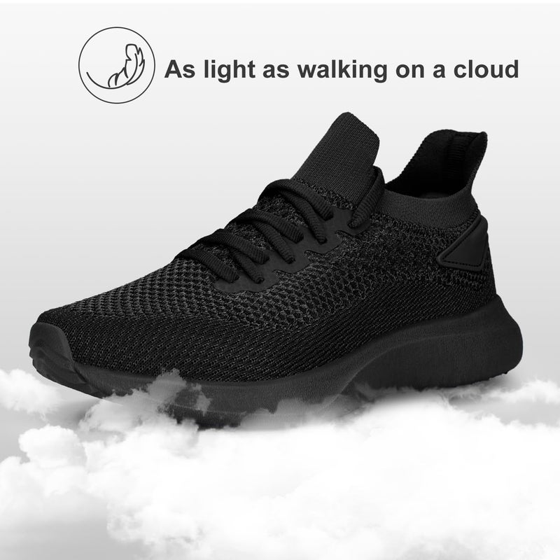 Abboos Womens Tennis Shoes Athletic Slip On Casual Mesh Comfortable Work Lightweight Sneakers with Laces All Black Size 6 - Image 4