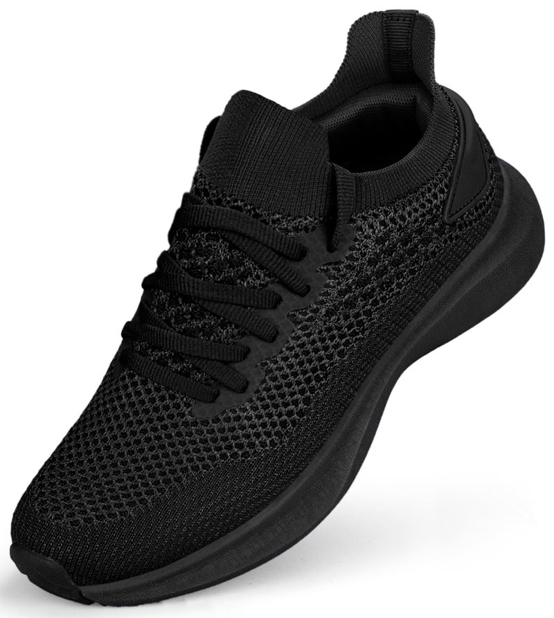 Abboos Womens Tennis Shoes Athletic Slip On Casual Mesh Comfortable Work Lightweight Sneakers with Laces All Black Size 6 - Image 1