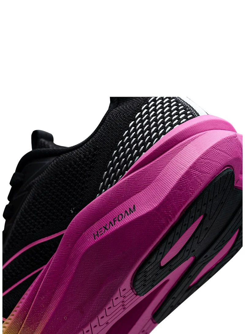 HUNDRED Hundred Glidepace  Multipurpose Shoes | Running, Walking, Training, Gym & Jogging | Active Grip | HexaFoam Technology |Carbon Fibre Support Plate (Black/Yellow/Orchid - EUR 40)
