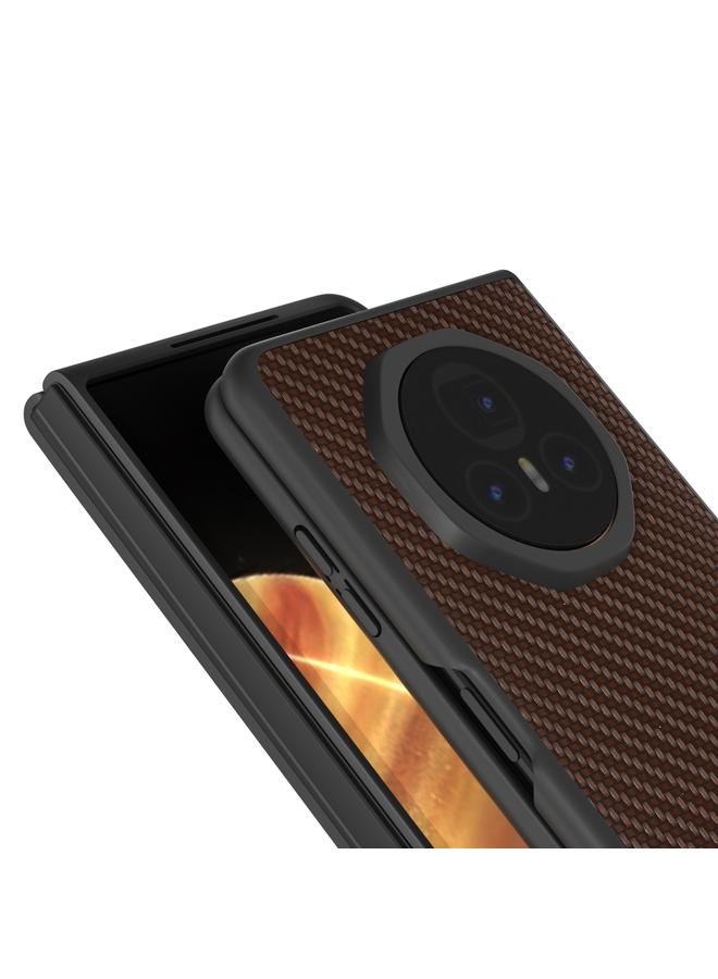 The Bros Phone Case For Honor Magic V3 Black Frame Carbon Fiber Texture PU Phone Phone Case  - Image 4
