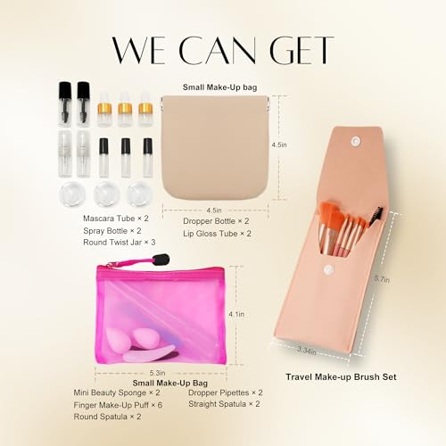 PrettyCare 38 Pcs Travel Mini Makeup Containers Set, Small Empty Plastic Bottles & TSA Approved Travel Bottles Kit for Cosmetics, Toiletries, Creams, and Makeup Samples, Birthday Gifts for Women - Image 5