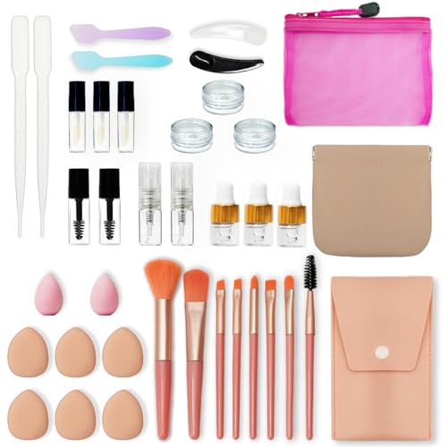 PrettyCare 38 Pcs Travel Mini Makeup Containers Set, Small Empty Plastic Bottles & TSA Approved Travel Bottles Kit for Cosmetics, Toiletries, Creams, and Makeup Samples, Birthday Gifts for Women - Image 1