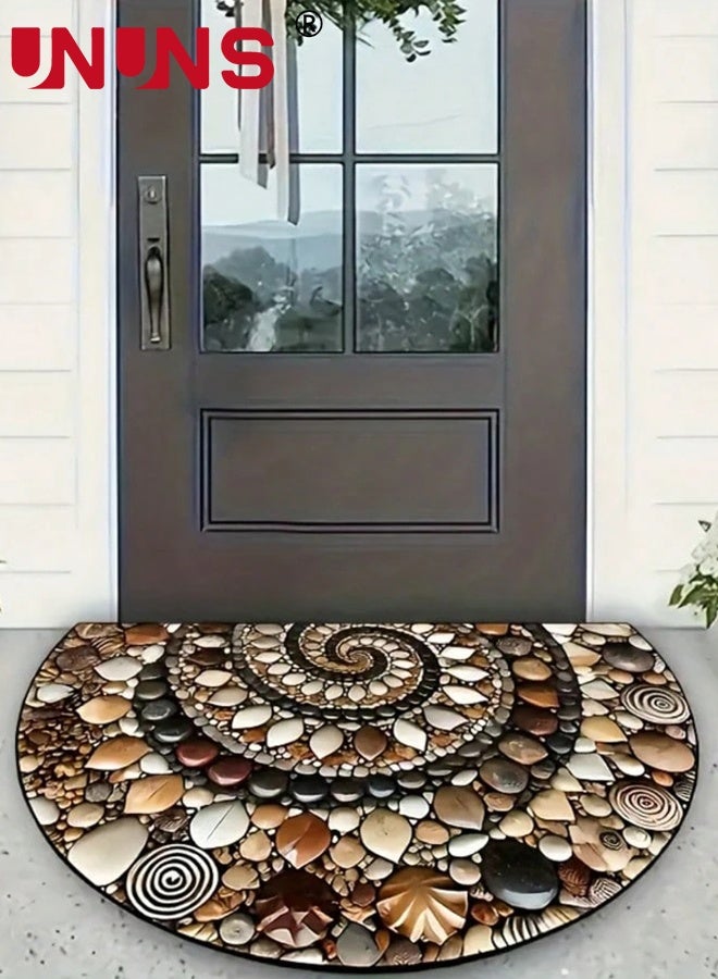 UNUNS Half Round Door Mats,Semi Circle Door Mat,Non-Slip Bathroom Floor Rug,Welcome Entrance Rug,Absorbent Bath Mat,Indoor Rug,Room Doormat,Various Pebble Patterns,60x90cm - Image 5
