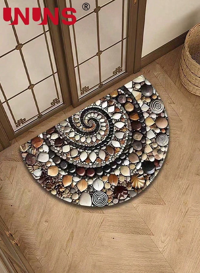 UNUNS Half Round Door Mats,Semi Circle Door Mat,Non-Slip Bathroom Floor Rug,Welcome Entrance Rug,Absorbent Bath Mat,Indoor Rug,Room Doormat,Various Pebble Patterns,60x90cm - Image 4