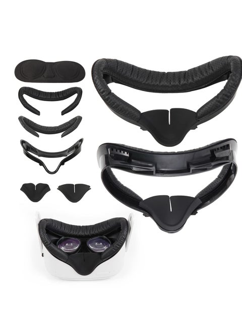 Comfortable and Stretchy VR Facial Vent Soft Interface Bracket with Anti-Leakage Light PU Leather Foam Face Replacement Pads Custom Comfort 6-in-1 Accessories for Oculus Quest 2