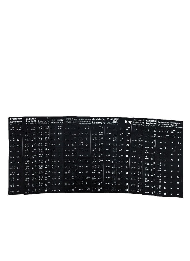 Generic - Explosions Laptop Keyboard Stickers Alphabet Stickers French English Russian Multi-Language Keyboard Stickers-Color:Black Text On White Background-Size:Italian - Image 1