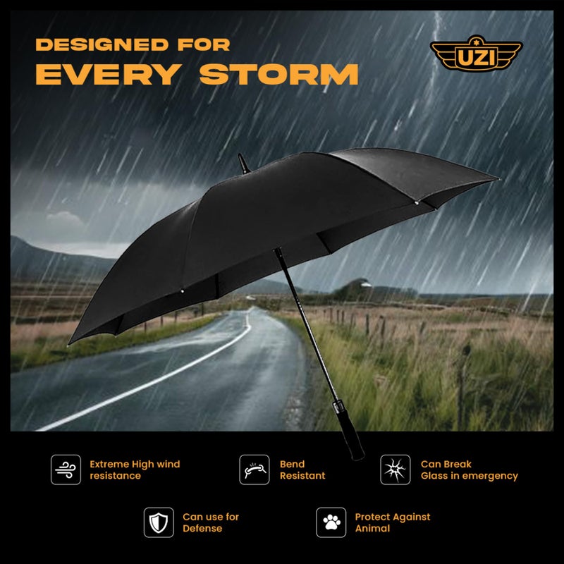 Uzi Tactical Self Defense Umbrella â€“ Windproof Unbreakable Fiberglass with Carbide Tip - Lightweight, Large, Portable, Travel Umbrella for Men & Women â€“ Combat-Ready for Rain, Snow & Wind - Image 2