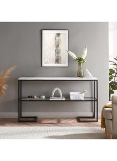 YINZUO YINZUO Console Table, 2 Designs 2 Size–One with Clear Glass and the Other with Marble Top, Lower Glass Shelf, Gold or Black Metal Frame, Entryway  - Image 3