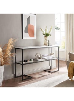 YINZUO YINZUO Console Table, 2 Designs 2 Size–One with Clear Glass and the Other with Marble Top, Lower Glass Shelf, Gold or Black Metal Frame, Entryway  - Image 1