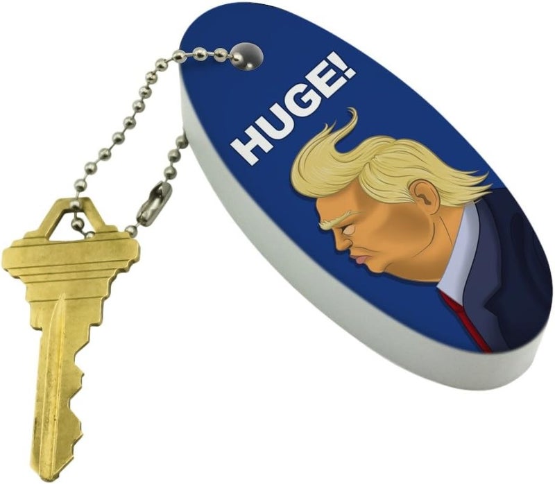 GRAPHICS & MORE Huge! Donald Trump Caricature with Wind Blowing Hair Funny Floating Keychain Oval Foam Fishing Boat Buoy Key Float - Image 2