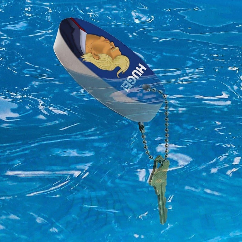 GRAPHICS & MORE Huge! Donald Trump Caricature with Wind Blowing Hair Funny Floating Keychain Oval Foam Fishing Boat Buoy Key Float - Image 3