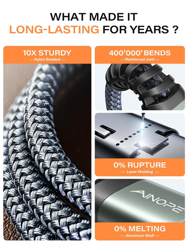 AINOPE USB to USB Cable, USB 3.0 A to A Male to Male Cable [Never Rupture] Double End Type A Cord Compatible with Hard Drive Enclosures, KVM, DVD Player, TV, Laptop Cooler,10Ft/Grey, 1 Pack - Image 3