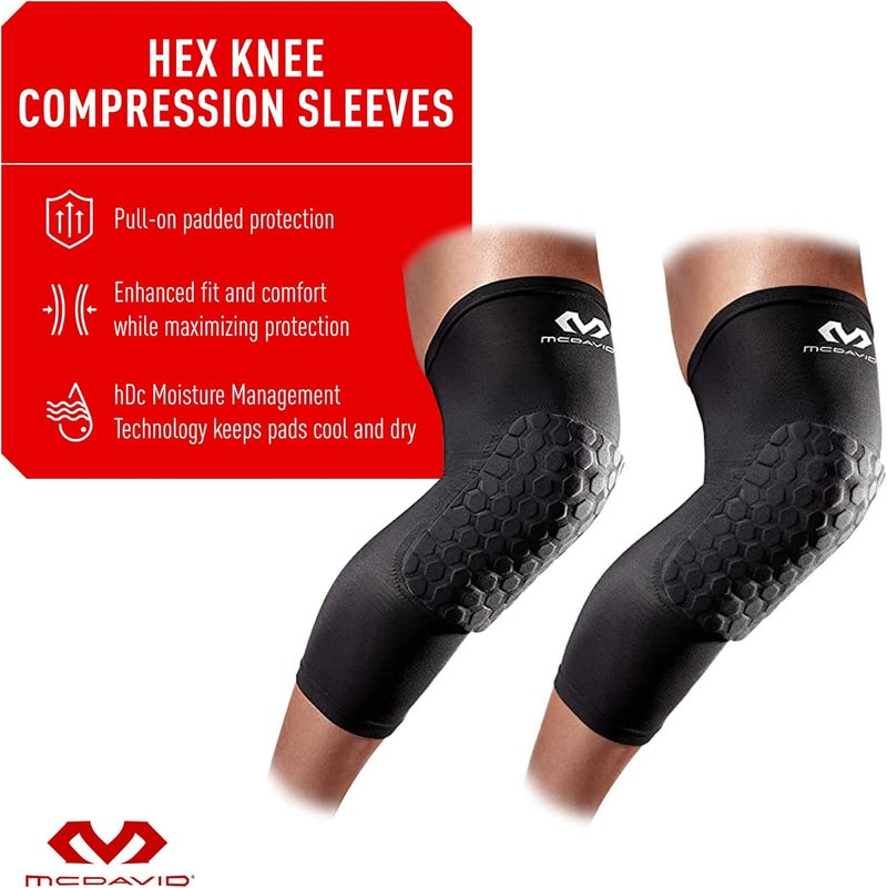 McDavid Knee Compression Sleeves: McDavid Hex Knee Pads Compression Leg Sleeve for Basketball, Volleyball, Weightlifting, and More - Pair of Sleeves - Image 2