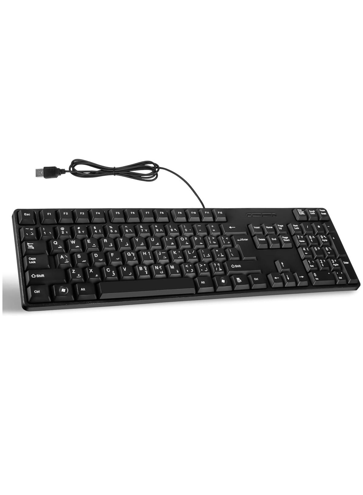 Keyboards Kuwait Computer Necomi Arabic/English Computer Keyboard, Wired Full-Size Keyboard, 104 ...