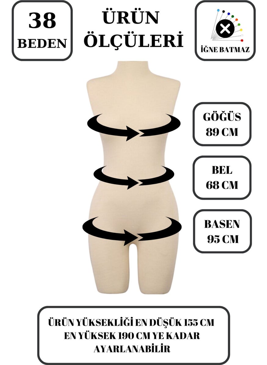Manken İstanbul Mannequin Istanbul Luxury Gold Footed Tailor Mannequin with Wooden Arms Size 38 That Can Wear Trousers Showcase Mannequin  - Image 4