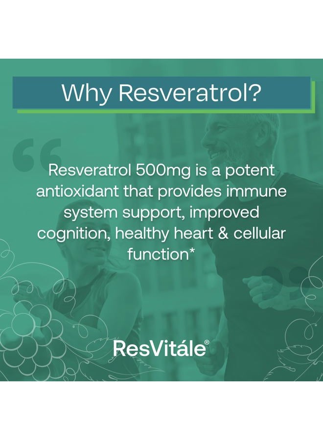 ResVitale Resveratrol 500 mg - Resveratrol Supplement for Men and Women - 60 Veggie Capsules - Image 4